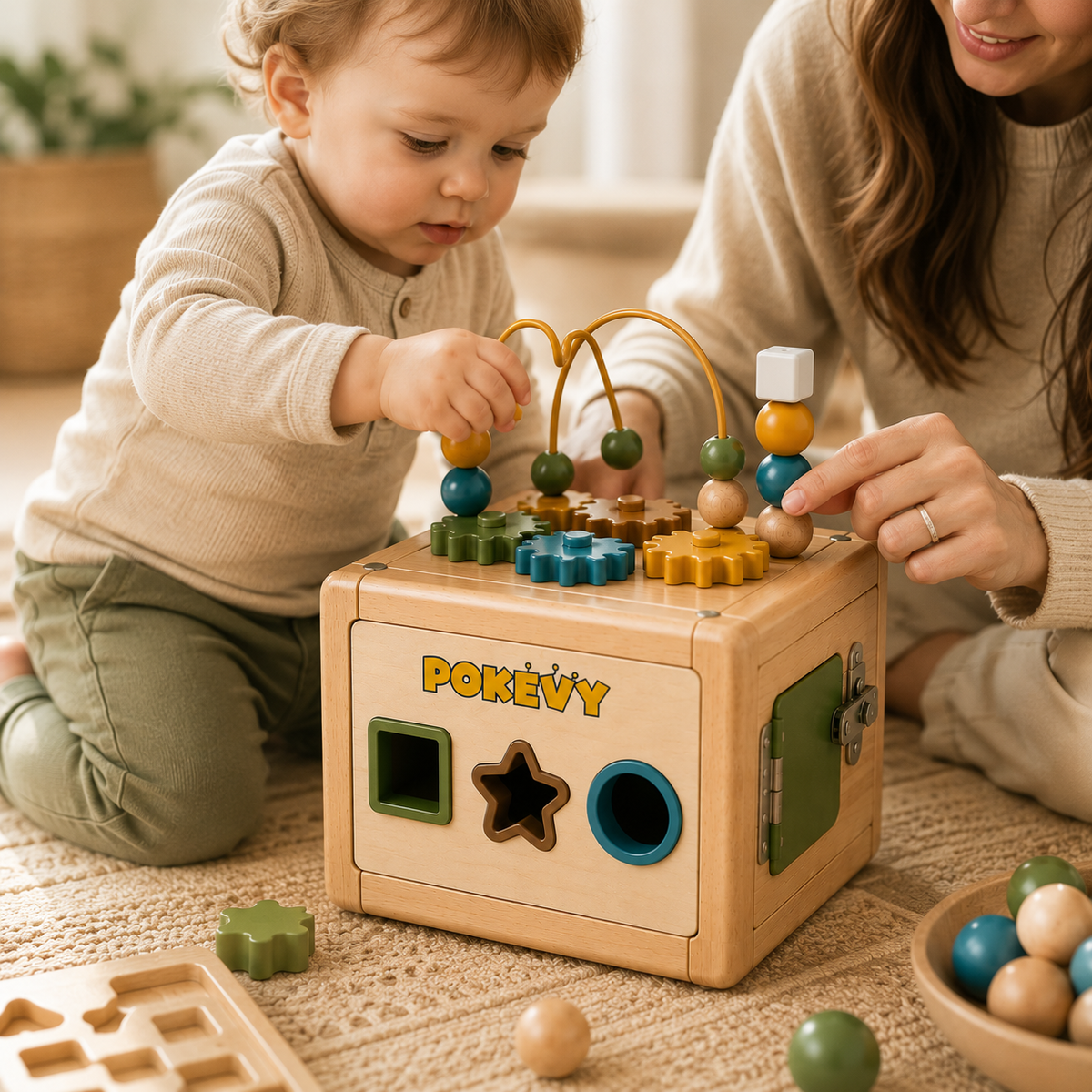 Pokevy BusyBoard Montessori Activity Cube