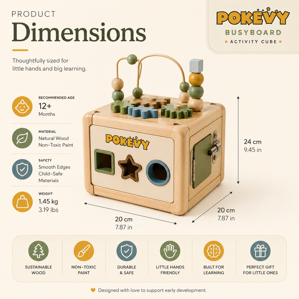 Pokevy BusyBoard Montessori Activity Cube