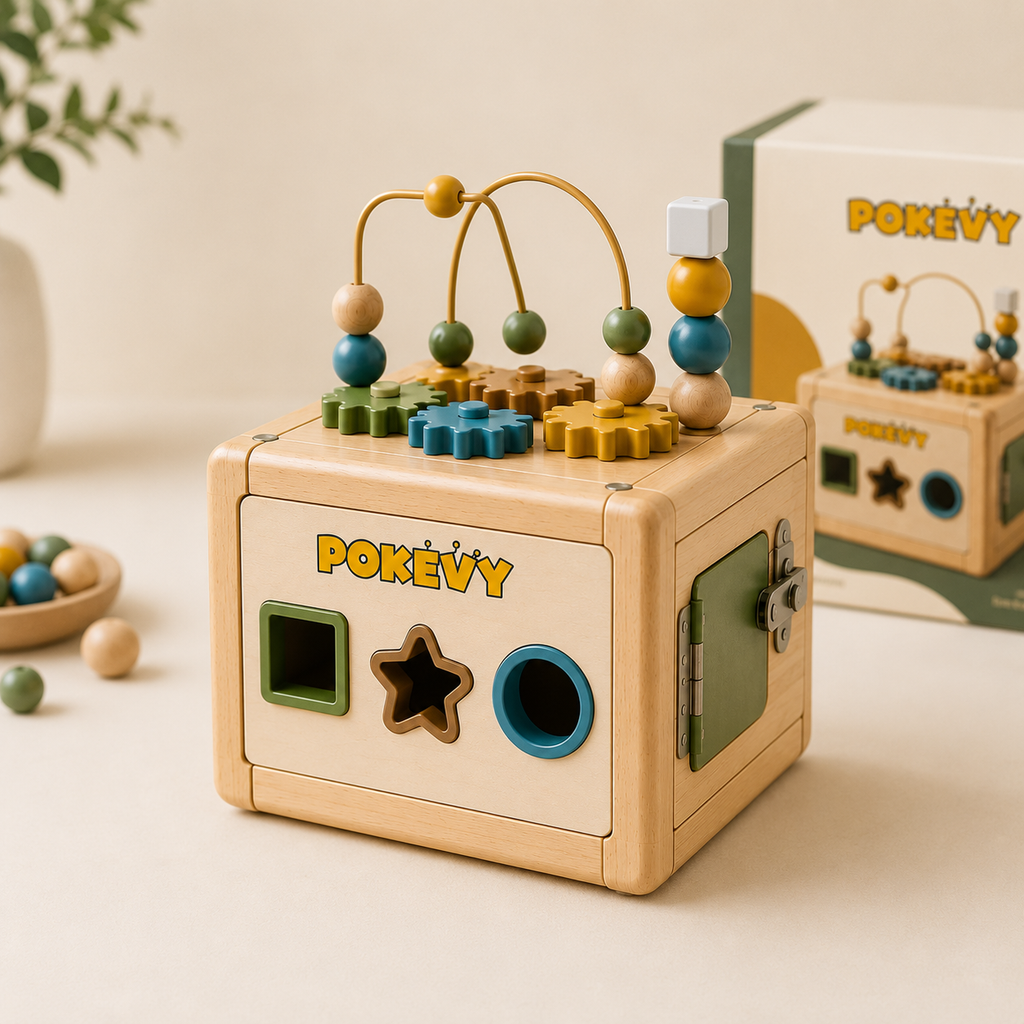 Pokevy BusyBoard Montessori Activity Cube